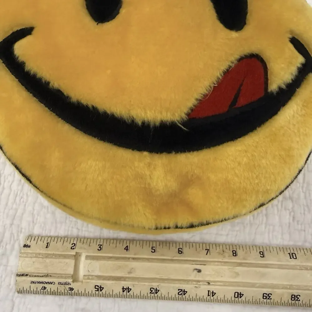 Vintage Joe Boxer Smiley Face Decorative Pillow Plush Round Yellow 10 in Kids